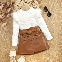 White/Top+Brown/Skirt