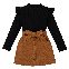 Black/Sweater+Khaki/Skirt