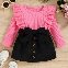 Pink/Top+Black/Skirt