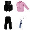 Black（Gilet+Pants）+Pink/Shirt+Blue/Tie