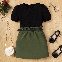 Black/Pullover+Army Green/Skirt