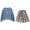Light Blue/Sweatshirt+Khaki/Skirt