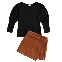 Black Top+Brown Skirt