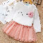 White/Pullover+Pink/Skirt
