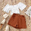 White/Top+Brown/Shorts