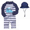 Blue/Hat+Blue/One Piece Swimsuit
